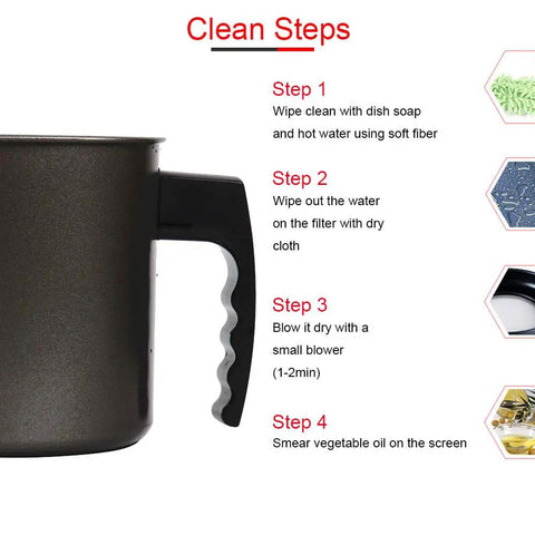 Sizzlin Bacon Grease Catcher With Fine Mesh Filter Seven Cup Heavy Duty Iron Fat Jar Nonstick Coating Removable Drip Tray Hella Simple For Kitchen Cleanup
