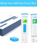 All in One pH and TDS EC Meter for Hydroponics With Temp ATC 2nd Gen Water Quality Tester Horizontal Display with packaging