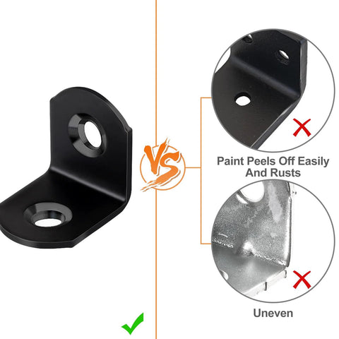 Comparison of Stainless Steel L Bracket Corner Brace Set With 40 Pieces And 80 Screws and alternative, showing rust resistance