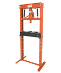 Heavy Duty 12 Ton Hydraulic Shop Press With H Frame For Garage Floor Use, Adjustable Working Table Height, Two Plates, Durable Orange Finish