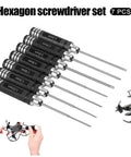 7-Piece RC Hex Driver Set Tool Kit For Drones And RC Cars With Aluminum Handle And Steel Wrenches In 0.9mm 1.27mm 1.3mm