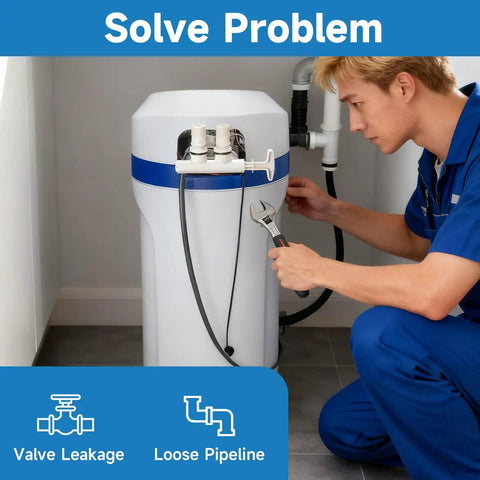 Technician fixing water softener with Water Softener Clip Kit For GE Kenmore Whirlpool Morton Systems Fits WHES30 M34 MSD27