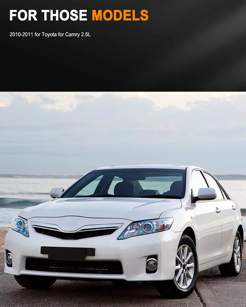 White 2010-2011 Toyota Camry 2.5L parked on beachside road with ocean view, suitable for High Output 100 Amp 12V Alternator Replacement