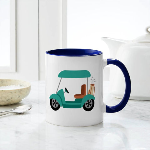 Top Shelf 11 Oz Ceramic Coffee Mug Featuring Fresh Golf Cart Artwork And Legit Durable Glazed Finish Crafted For Weekend Golfer Vibes And Smooth Sippin Through Any Round with navy interior.