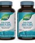 Calcium Magnesium Zinc Mineral Complex Supplement For Bone Health Muscle Function And Immune Support Gluten Free 2 Pack Of 250 Capsule Bottles