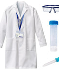 Kids Lab Coat Doctor Scientist Costume With Safety Glasses, ID Card And Test Tube Accessories For Pretend Play Set