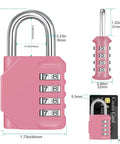 ZHEGE pink plastic 4-digit combination padlock with silver shackle for outdoor use; Amazon brand.