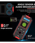 Pro Boss 3 In 1 Stud Finder Wall Scanner And Laser Distance Measure With Electronic Sensor displaying angle sensor and audio broadcast features.