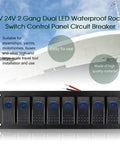 8 Gang 5 Pin On Off Waterproof Rocker Switch Panel for boats cars RVs trailers aluminum marine grade panel 12V 24V DC