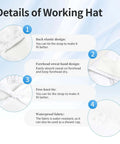 Diagram showing features of Breathable Work Cap With Upgraded Protection For Hair, Keeps Frizz At Bay, Super Lightweight And Packable