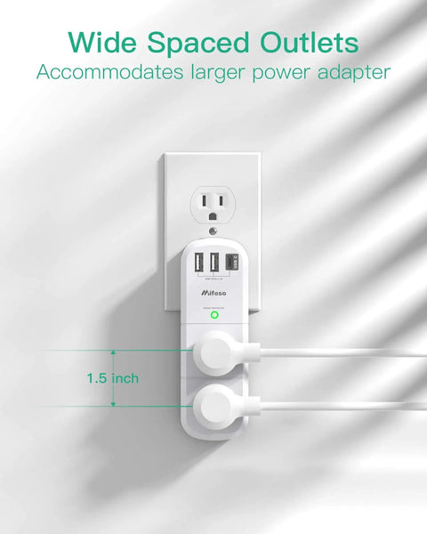 Rotating Plug Outlet Extender With Surge Protector 1800 Joules, 6 AC Outlets And 3 USB Ports USB-C Fast Charge, 3-Sided Swivel Power Strip For Home Travel Dorm Room Essentials