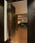 Heavy Duty Concealed Door Hinge For 1.75 Inch Doors, Fire Rated Stainless Steel With 180 Degree Swing installed on modern flush door.