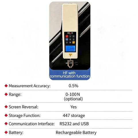 90 Degree Peel Force Test Stand With Digital Readout Gauge For Tape Film And Label Release Strength Testing Workhorse Manual Pull Push Tester 10 To 100N Capacity 200mm Stroke, front view