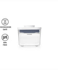 0.4L Airtight Herb Storage Container For Spices And Pantry Staples, Stackable No Fuss Space Saving Design Keeps Dried Herbs Fresh, Clear Lid For Easy Visibility, BPA-free, dishwasher safe, front view.