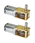 Two DC 12V worm-gear motors with 27RPM, 3x8mm short shafts and brass frame
