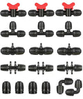 Half Inch Drip Irrigation Fittings Kit For Half Inch Tubing 18 Pieces Tees Switch Valves T Connectors Elbows Reducers And End Caps