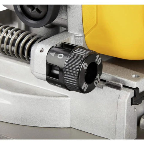 Close-up of depth adjustment knob on 20V Max XR Brushless Biscuit Joiner Tool Only With Dual Rack And Pinion Fence For Precise Cuts.