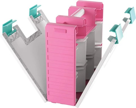 Castle All In One Double Sided Card And Accessory Storage Case With 19 Removable Trays in pink, white, teal