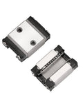 Top Shelf Linear Motion Guide Rail Kit Featuring Black Roller Carriage Block Built Tough And Slick As A Whistle For Smooth Zero Backlash Travel On Diy Cnc Projects, showing two black roller carriage blocks.