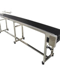 Industrial 110V PVC Belt Conveyor With Double Guardrail 118 Inch Length Seven Point Eight Inch Belt Width Flat Belt Systems Anti Static Adjustable Speed Heavy Duty For Industrial Transport; side view