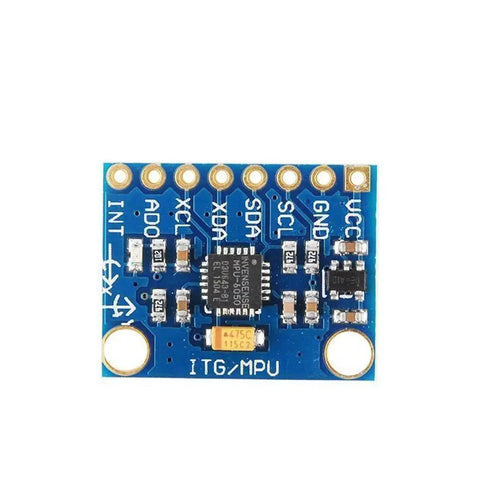 MPU 6050 3 Axis Accelerometer Gyroscope Sensor Module 6DOF 16 Bit ADC Data Output For Arduino Raspberry Pi UNO Board 3 To 5V Power Supply Compatible With Arduino IDE DIY Friendly Mounting Ideal For DIY Robotics Data Logging And Motion Tracking., blue MPU-6050 sensor board with header pins, I2C pads, and mounting holes