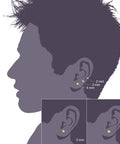 316L Surgical Stainless Steel Ball Earrings For Women Round Ball Stud Ear Jewelry Hypoallergenic Nickel Free Comfortable Durable Everyday Wear Long Lasting Shine, 2-6 mm gold studs on ear diagram