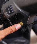Motorcycle Handlebar Turn Signal Switch For Electric Bikes And Scooters, Ergonomic, Waterproof Plastic Button, in use
