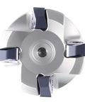 Top view of a 1 Inch High Feed Indexable End Mill with 1 Inch Shank Four Flutes for Fast Cutting Carbide TiAlN Coated Tool
