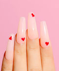 Soak Off UV LED Hema Free Nude Gel Nail Polish Set 4x10ml Natural Sheer Pink Colors Long Lasting 28 Plus Days on nails with hearts