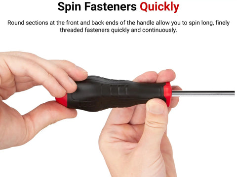 Person holding 1.5 mm Hex High-Torque Black Oxide Blade Screwdriver With Beefy Torque And Deep Hex Engagement, three-sided handle