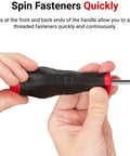 Hands using High-Torque Black Oxide Blade Screwdriver Set, 16-Piece With Stubby, Standard, And Long Blades, Includes Phillips And Slotted