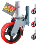 Badass Heavy Duty Eight Inch Scaffolding Caster Wheels Set Of Four Featuring Solid 2480 Lbs Weight Capacity 360 Degree swivel rollers.