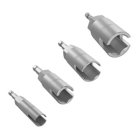 One Quarter Inch Hex Shank Wing Nut Driver Kit Pro Grade Slotted Drill Sleeve Wrench Set in 4 Sizes 10mm 11mm 16mm 18mm