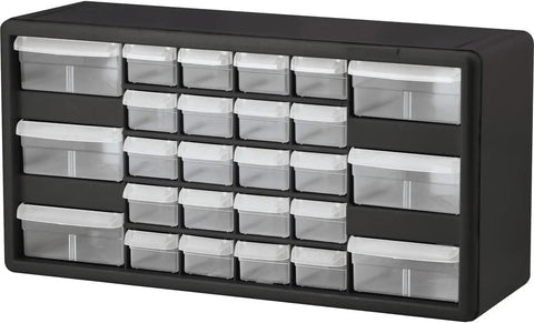 Heavy Duty 26-Drawer Plastic Cabinet For Garage Organization And Craft Storage Bead Brick Makeup And Toy Parts Organizer Junk-Drawer Friendly Multipurpose Drawer Cabinet For Home School Workshop 20in W x 6in D x 10in H Black