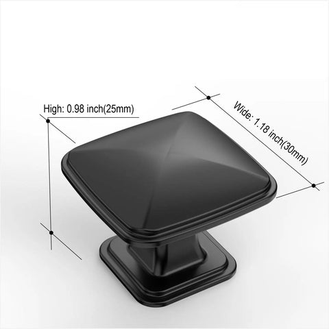 25 Pack Matte Black Cupboard Drawer Knobs For Kitchen Cabinets And Dressers Zinc Alloy Single Hole Cabinet Handles Easy Install