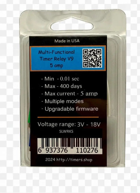 Compact Timer Delay Relay 0.1 Second To 9999 Hours 3V 12V 18V DC 5A Power On Off Delay Cycling package back view