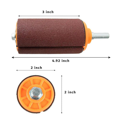 Game Changing Two By Three Inch Sanding Drum Kit For Drill Press And Hand Tools Cut To Size Sheet Abrasive showing 3-inch sanding drum.