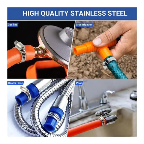 Get Your Fix Fast With This Sick 82Pc Stainless Steel Worm Gear Clamp Kit Featuring Heavy Duty Adjustable Hose Clamps For Water And Oil Lines In All Sizes From Small To Giant. Stainless steel hose clamps on gas line, irrigation, heater hose, and pool hoses