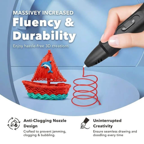 Hand using 3D Printing Pen Kit With Adjustable Temperature And Stepless Speed PLA And ABS Compatible LCD Display for creative art