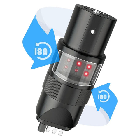 360 Degree Rotatable 7-Pin And 4-Pin Trailer Wiring Tester With 6 LED Indicators Swivel 7-Way To 4-Way Plug Adapter For Tow Hitch RV Truck Trailer Wiring Sockets, 180° swivel view