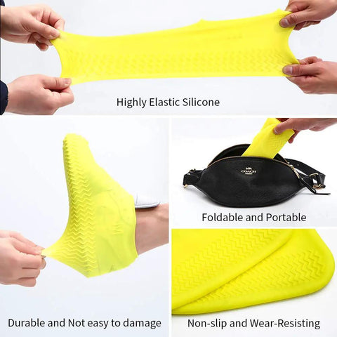 Waterproof Silicone Shoe Covers For Rain Reusable Non Slip Rubber Rain Shoes Covers For Cycling Outdoor With Non Slip Sole