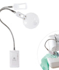 2 In 1 Sewing Machine Light With Clip On Lamp And Magnifier, LED 3x Optical Grade Magnifier Plus 5x Spot Viewer, attached to sewing machine