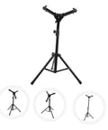 Heavy Duty Tripod Drum Stand And Snare Rack Holder Featuring Non Slip Base For Rock Solid Practice Routines In Sleek Black Finish showcasing adjustable height and sturdy design.
