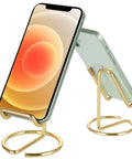 Gold Metal Phone Stand For Desk, Cute Desktop Holder For All Phones, iPhone, iPad, Hands Free Viewing, One Piece Design, No Assembly