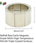 NdFeB arc segment magnet, 36mm diameter, 20mm height, 8-pack, N42H grade, for generators/wind turbines