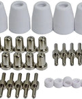 Pro Grade Plasma Torch Consumables Kit For PT-31 LG-40 JG-40 WSD-40 With Nickel Plated Tips and Ceramic Cup