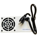 Back view of 75 Amp 12V Power Converter For RVs Boats And Trailers, AC To DC Battery Charger With cooling fan and plug