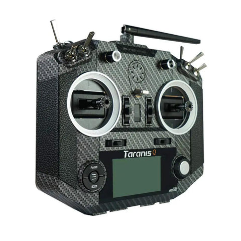Taranis Q X7S Transmitter With M7 Hall Sensor Gimbal 16 Channels Carbon Fiber Build front view
