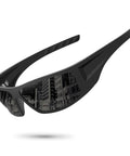 Polarized Sports Sunglasses For Men And Women Featuring Uv400 Lens Shield Cutting Glare Dead Straight Driving Fishing Equipment Heavy Duty Frames Road Ready Everyday Carry, black frame with cityscape reflection.