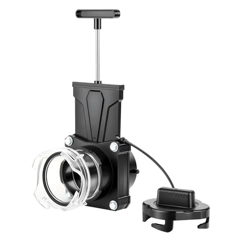 Backup 3 Inch RV Sewer Gate Valve With Built In Clear Adapter, durable waste dump valve for camper motorhome and travel trailer